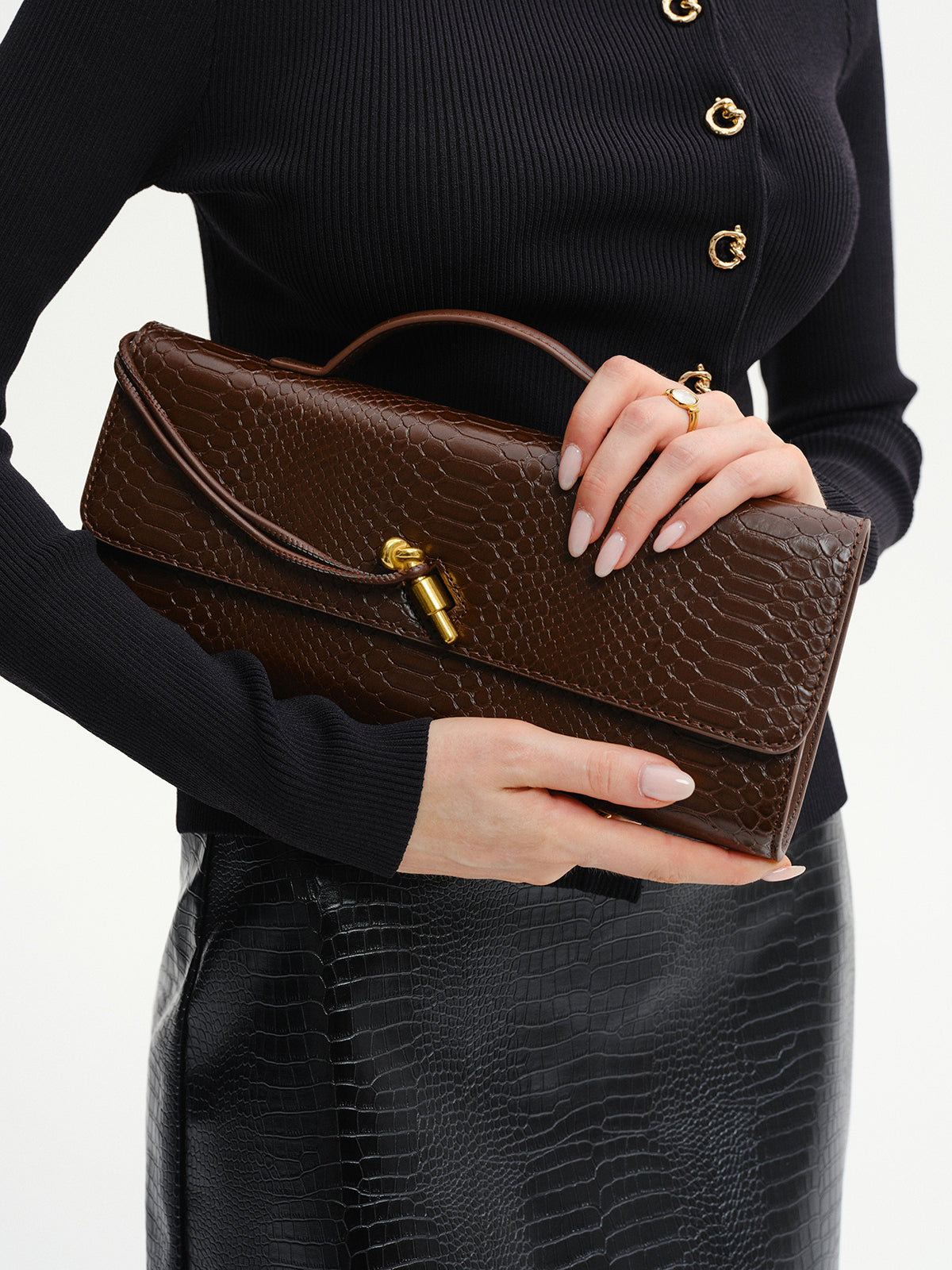 Crocodile Embossed PU Leather Bag