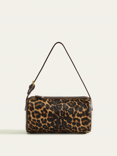 Leopard Print Barrel Bag