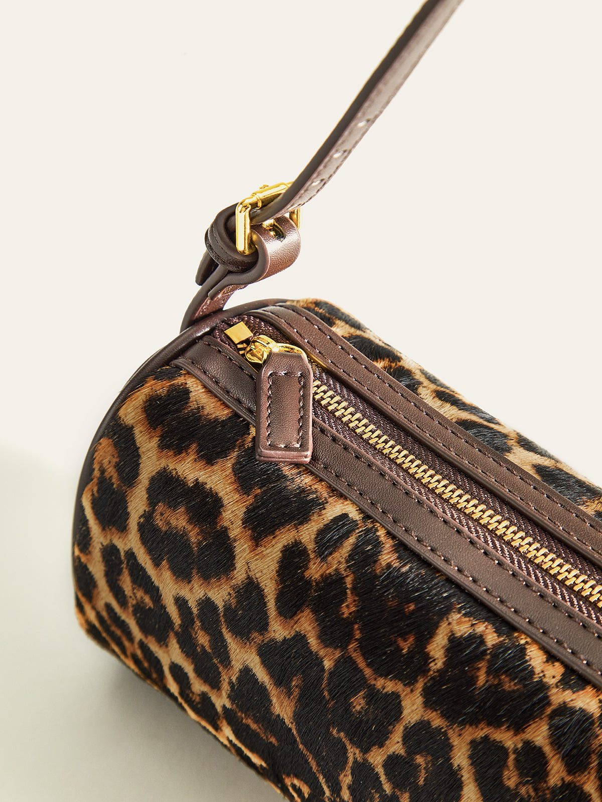 Leopard Print Barrel Bag