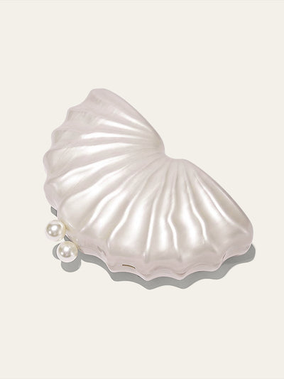 Acrylic Shell Bag with Gold Chain Strap