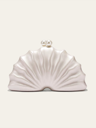 Acrylic Shell Bag with Gold Chain Strap