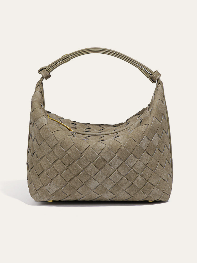 Woven PU Leather Top-Handle Bag