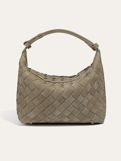 Woven PU Leather Top-Handle Bag