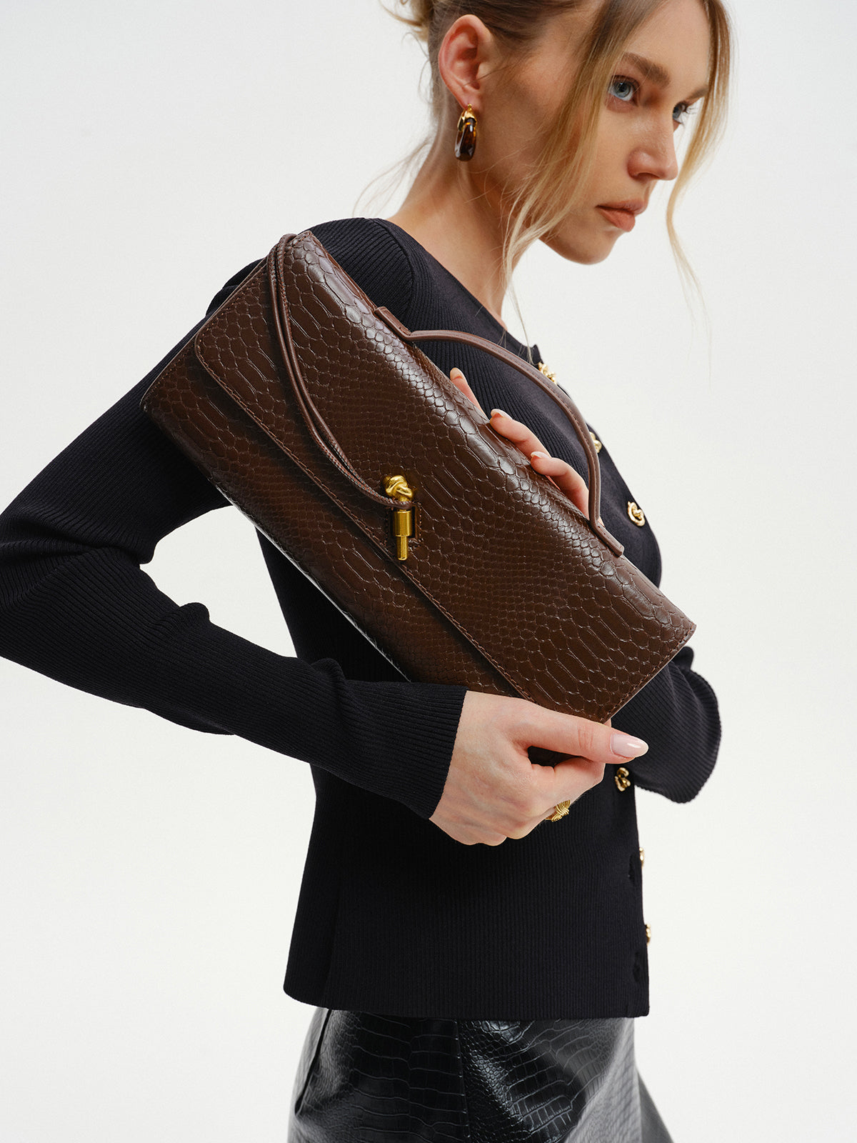 Crocodile Embossed PU Leather Bag