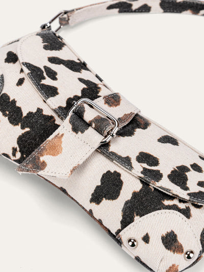 Animal Print Buckle Shoulder Bag