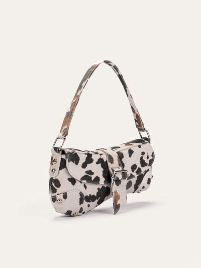 Animal Print Buckle Shoulder Bag