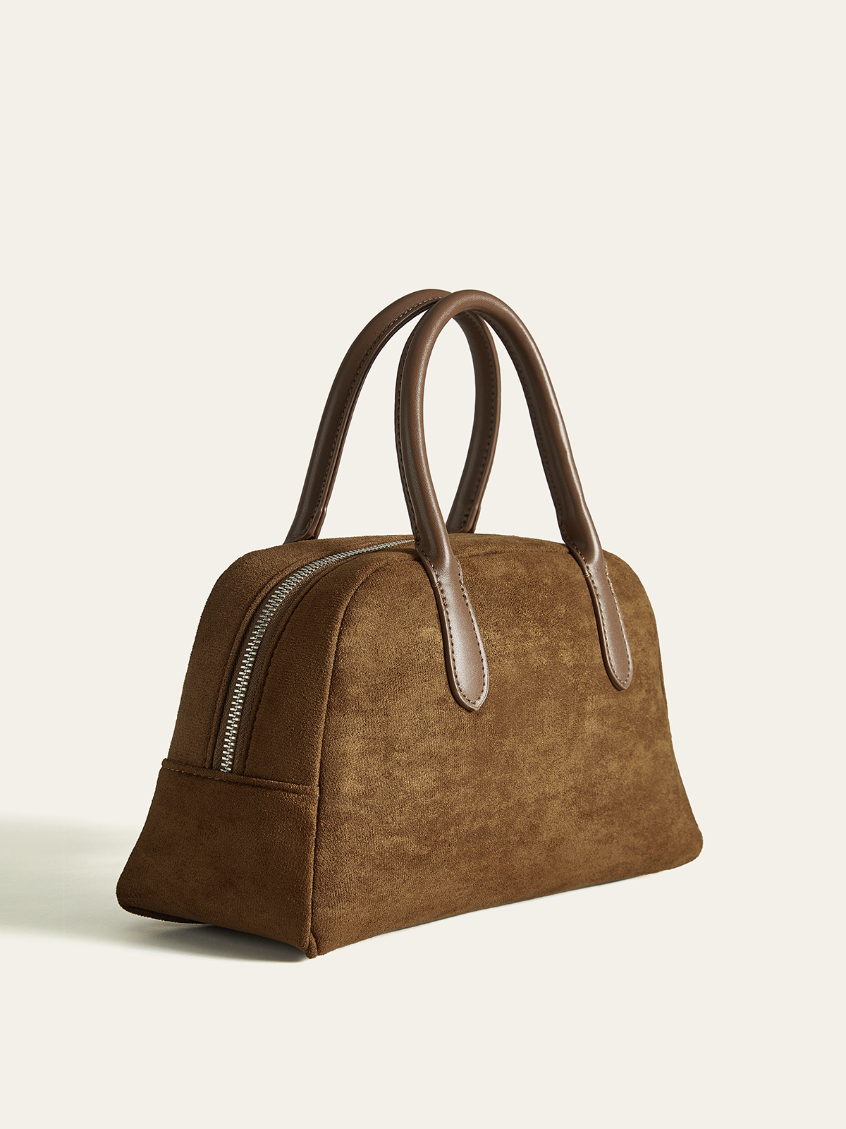 Suede Dome Top Handle Bag