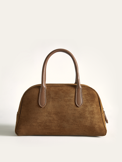 Suede Dome Top Handle Bag
