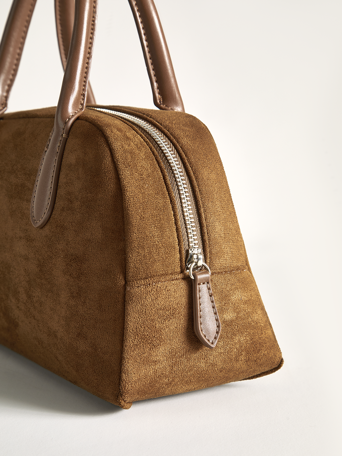 Suede Dome Top Handle Bag
