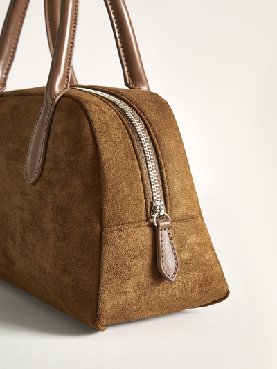 Suede Dome Top Handle Bag
