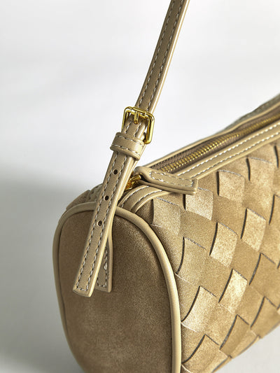 Woven Frosted PU Leather Shoulder Bag