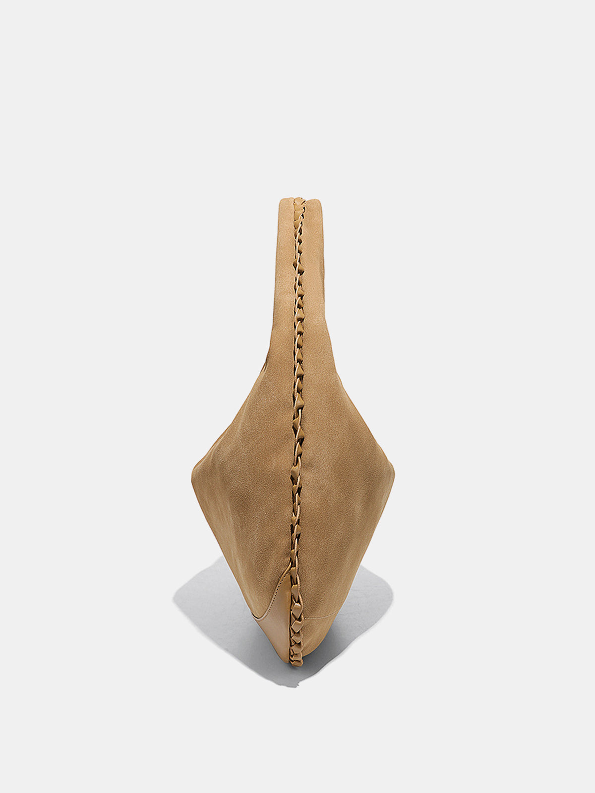 Braided Trim Suede Hobo Bag