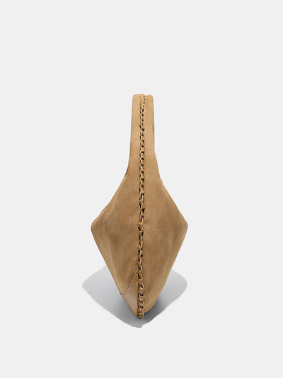 Braided Trim Suede Hobo Bag