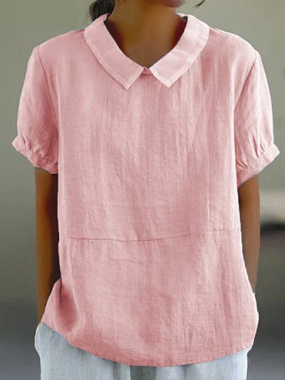 Short-sleeved Cotton Collared Shirt
