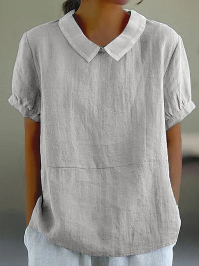 Short-sleeved Cotton Collared Shirt