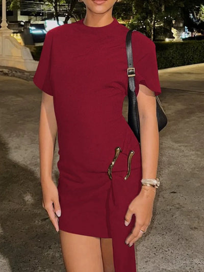 Draped Belted Mini Dress