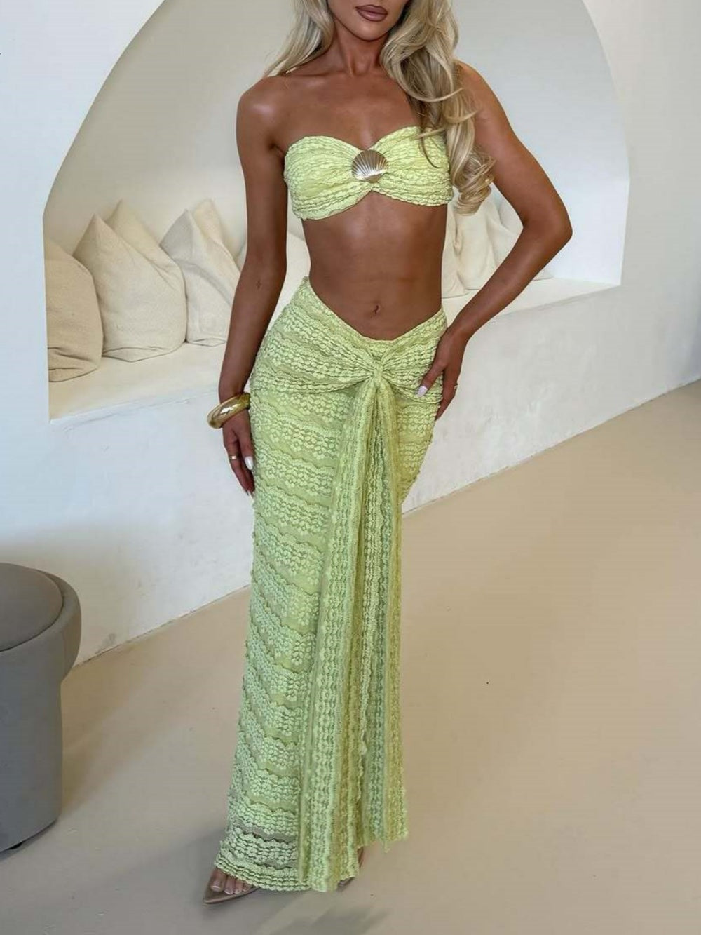 Shell swimsuit two piece set