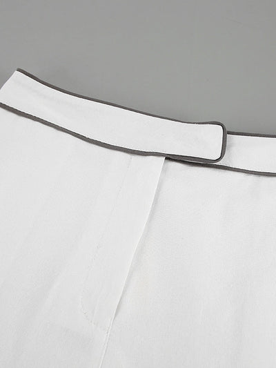 Black an White Contrast Cotton and Linen Shirt and Shorts Two-piece Set