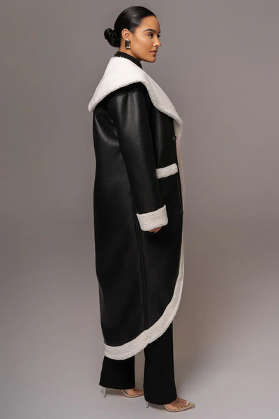 Premium Synthetic Leather Wrap Coat