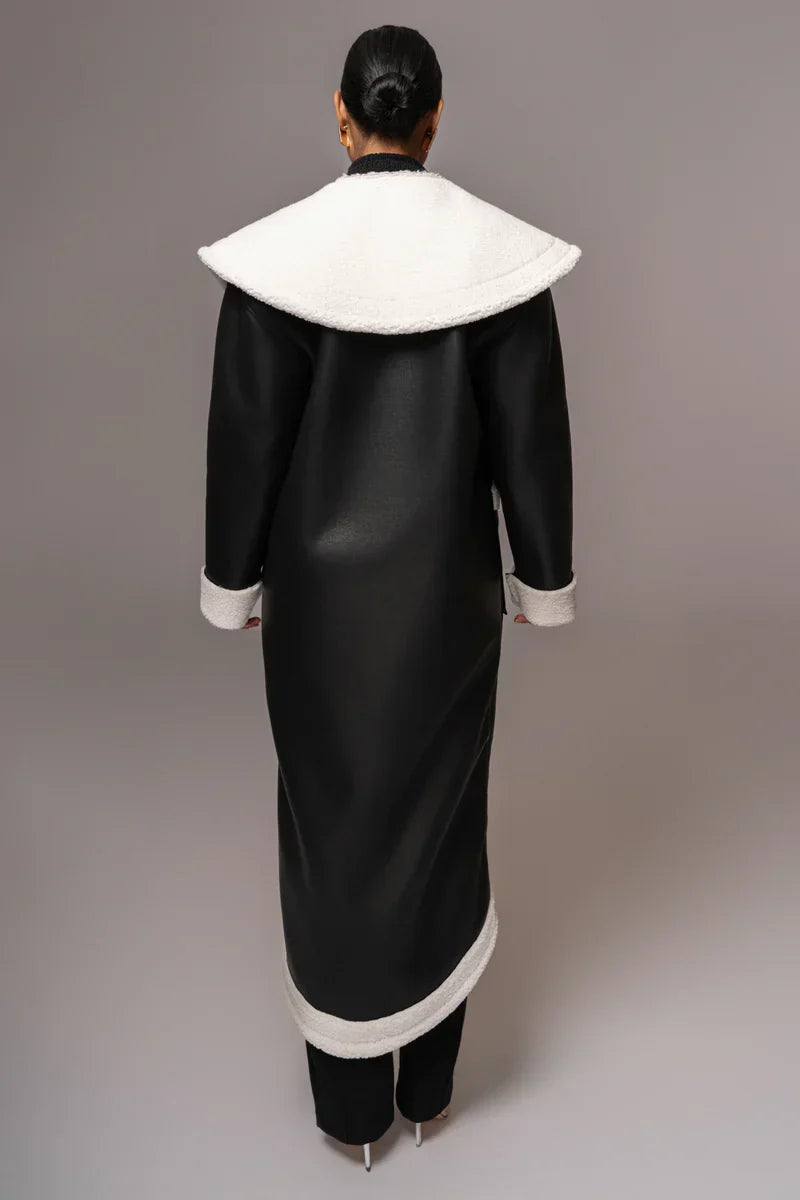 Premium Synthetic Leather Wrap Coat