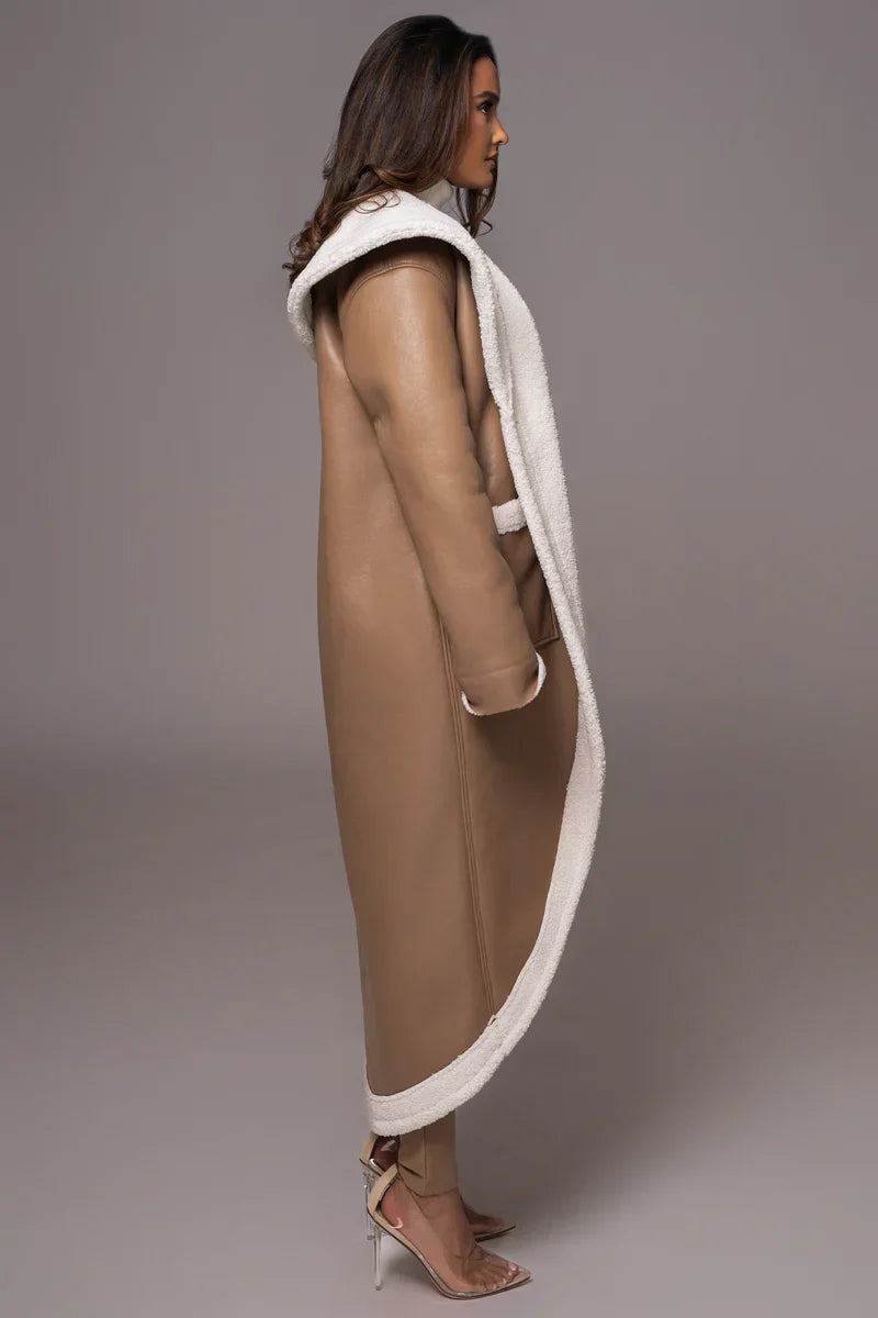 Premium Synthetic Leather Wrap Coat