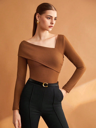 Long sleeve top Chic asymmetrical neckline