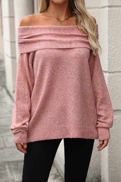 Stacked Collar Solid Pullover Sweater