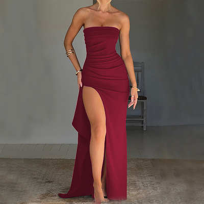 Strapless Long Dress with Elegant Split
