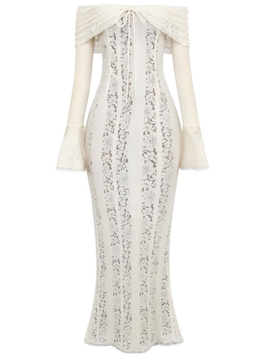 Lace Off-Shoulder Maxi Dress