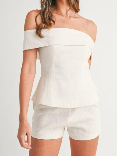 White Cotton and Linen Two-piece Suit