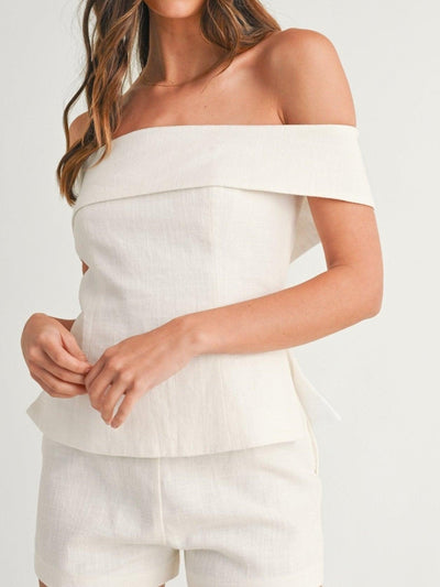 White Cotton and Linen Two-piece Suit
