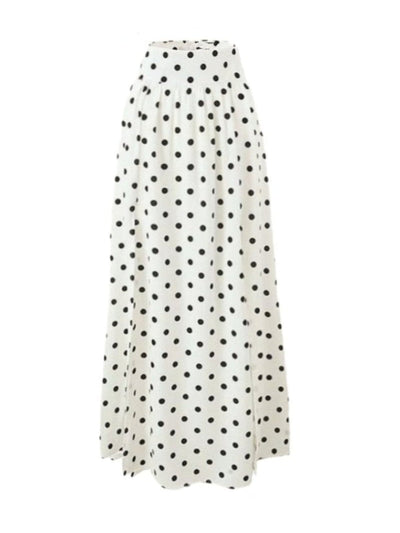 Polka Dot Square Neck Puff Sleeve Top and Slit Skirt Set