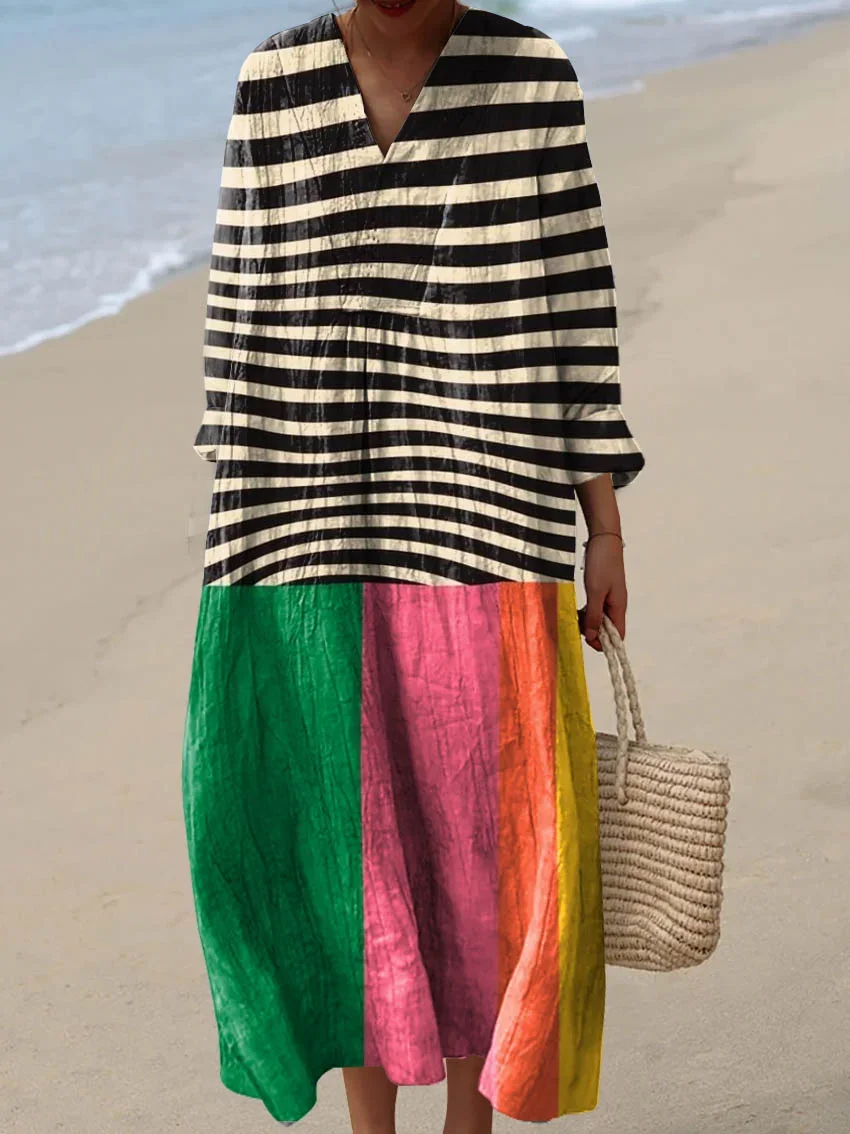 Vintage Abstract Art Print Cotton Dress