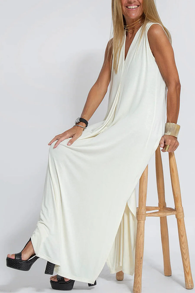 Solid Color Sleeveless Maxi Dress
