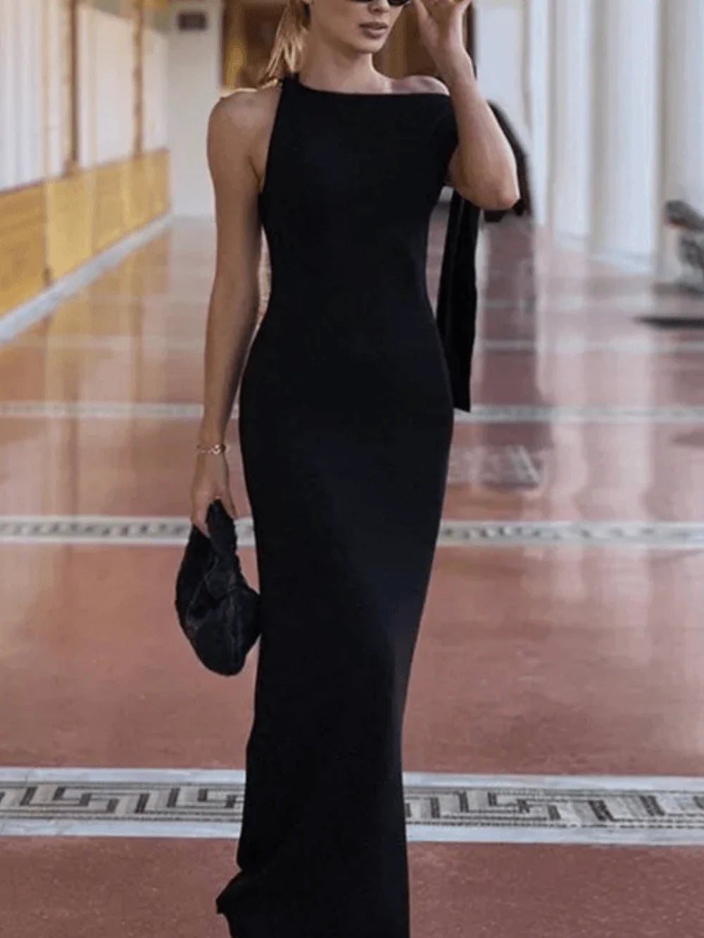 Lynn Asymmetric Tie Detail Maxi Dress