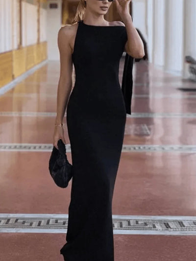 Lynn Asymmetric Tie Detail Maxi Dress