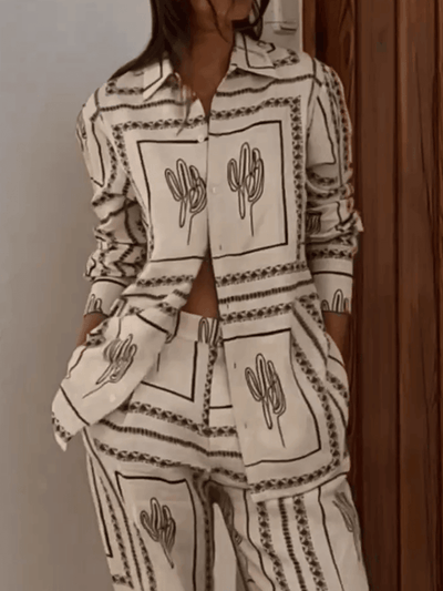 Geometric Line Abstract Printing Two-Pieces Set