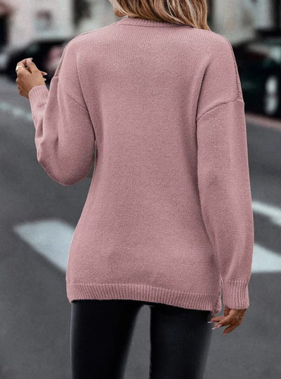V-Neck Cross Jacquard Slim Fit Casual Sweater