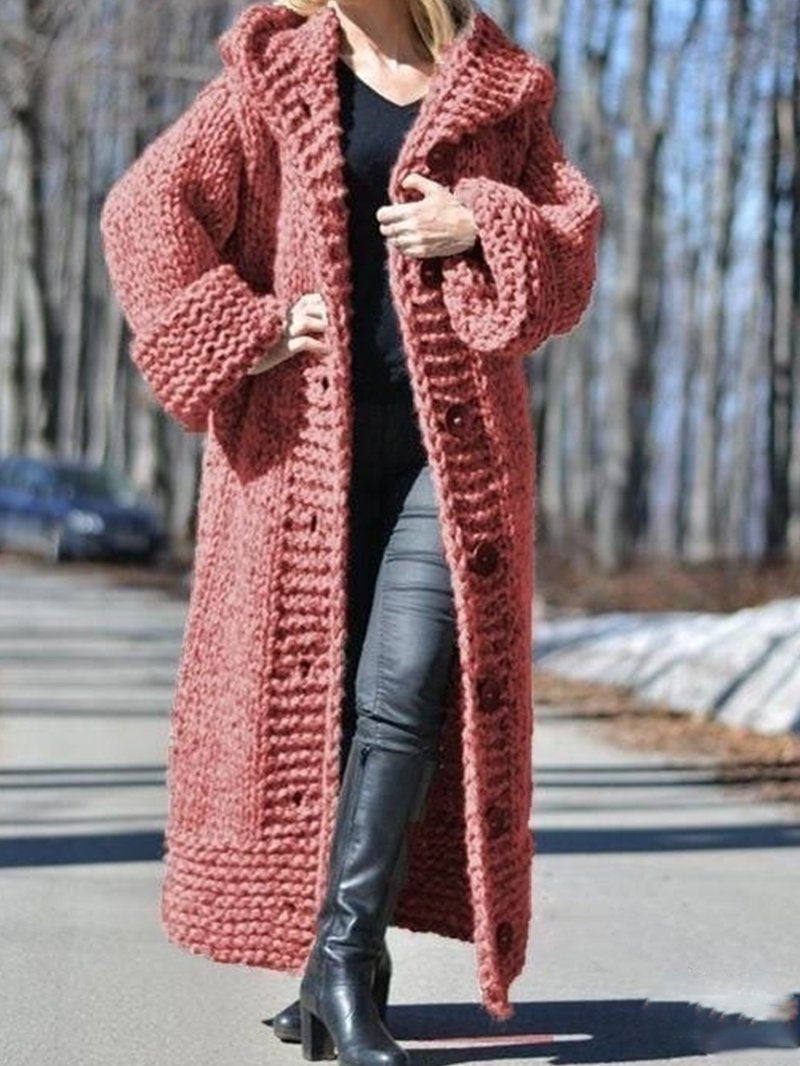 Solid Medium-Length Jumper Sweater Coat