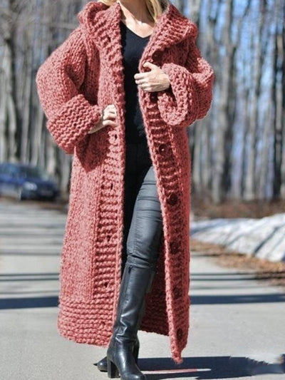 Solid Medium-Length Jumper Sweater Coat