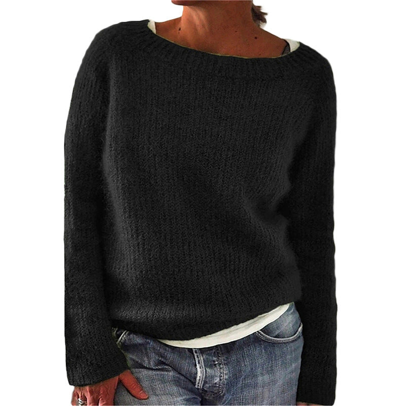 Casual Solid Color Soft Crew-neck Sweater