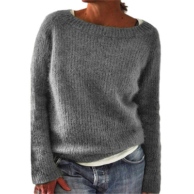 Casual Solid Color Soft Crew-neck Sweater