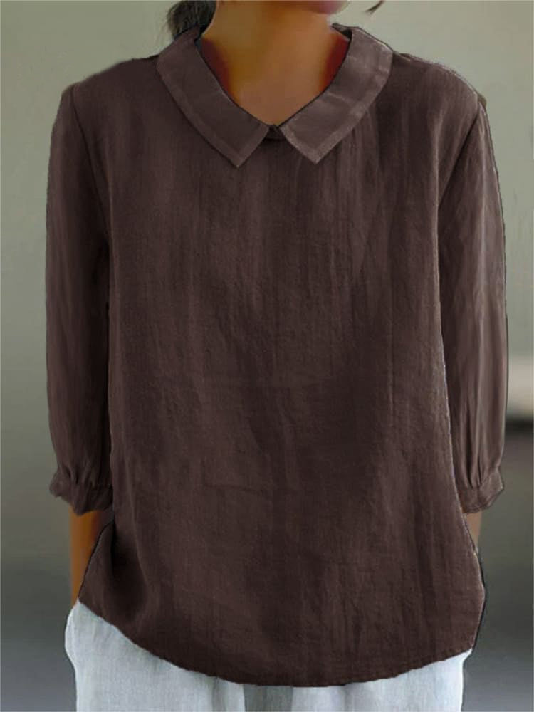 Cotton and Linen 3/4 Sleeve Shirt