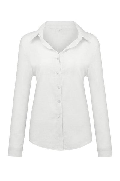 Casual Solid Button Shirt Collar Blouse
